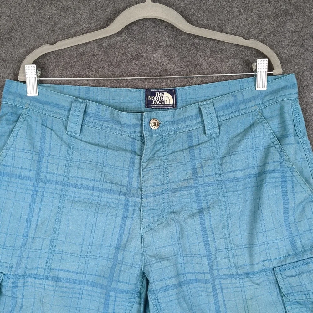 The North Face Cargo Shorts Plaid Blue Mens Size‎ 36 Regular California Heritage
